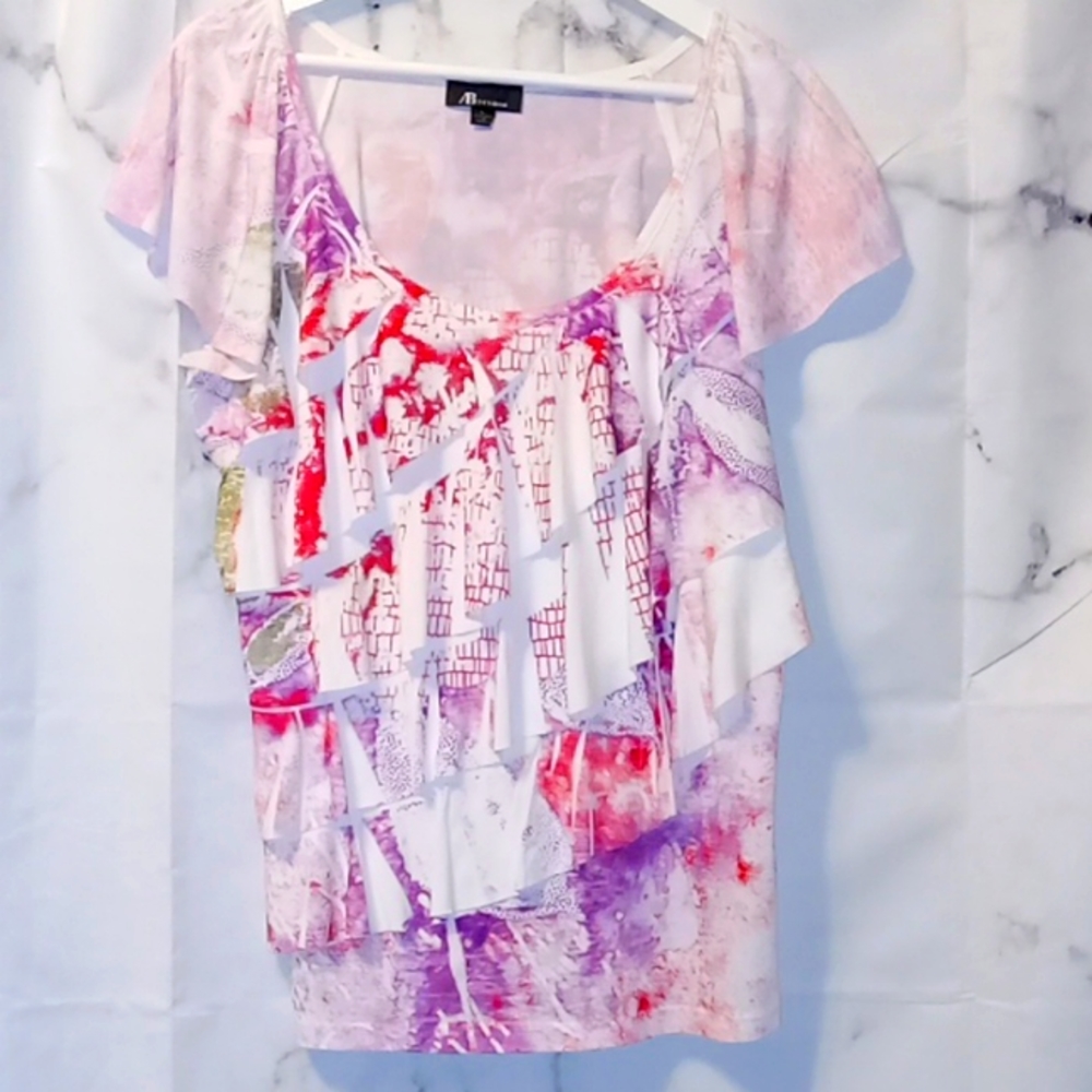 AB Studio ruffle top LG 💜💜💜💜